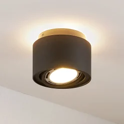 Arcchio loftlampe Walisa, Ø 15 cm, sort, metal, GU10