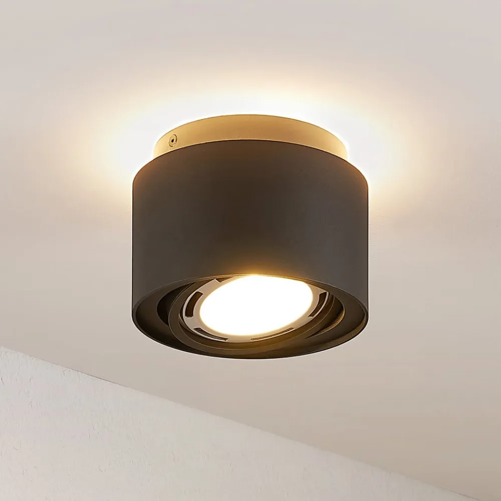 Arcchio loftlampe Walisa, Ø 15 cm, sort, metal, GU10