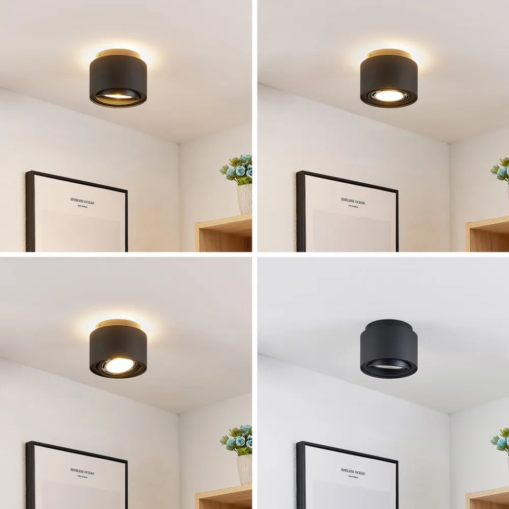 Arcchio loftlampe Walisa, Ø 15 cm, sort, metal, GU10