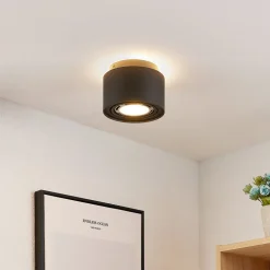 Arcchio loftlampe Walisa, Ø 15 cm, sort, metal, GU10