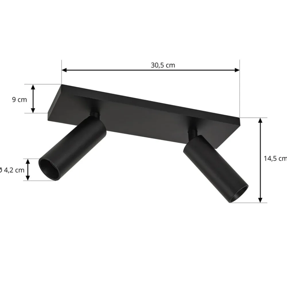 Arcchio loftspot Brinja Slim, sort, 2 lyskilder GU10 MR11