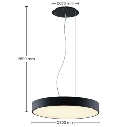 Arcchio Noabelle LED-hængelampe, sort, 80 cm