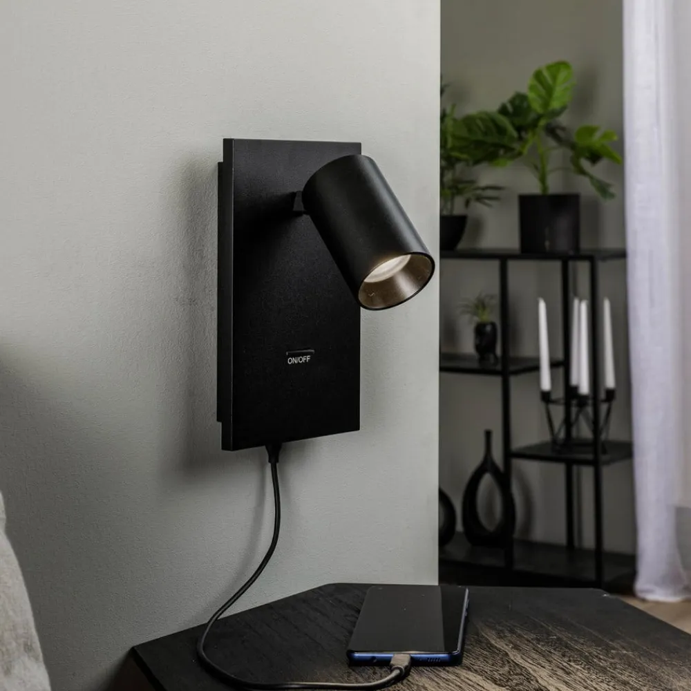 spotlight Brinja, sort, metal, USB-C, afbryder^Arcchio