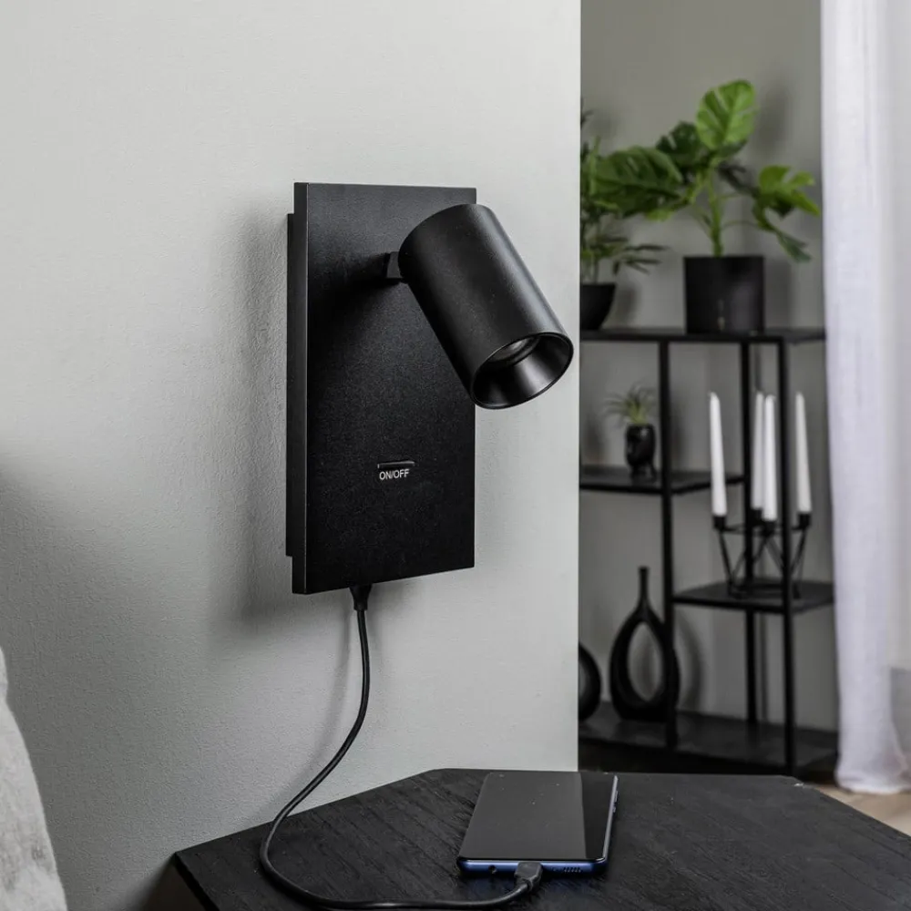 spotlight Brinja, sort, metal, USB-C, afbryder^Arcchio