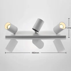 Arcchio spotlight Brinja, hvid, kantet, Ø 6 cm, 3 lyskilder, GU10