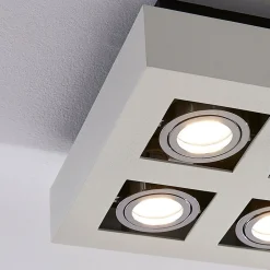 Arcchio spotlight Vince, 25 x 25 cm, 4 lyskilder, hvid/krom, GU10