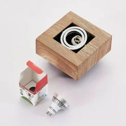 spotlight Vince, 14 x 14 cm, træfarvet, metal, GU10^Arcchio Outlet