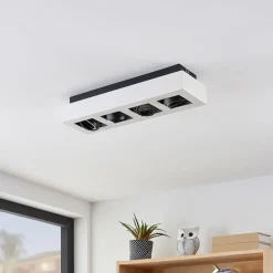 Arcchio spotlight Vince, 47 cm, 4 lyskilder, hvid/sort, GU10