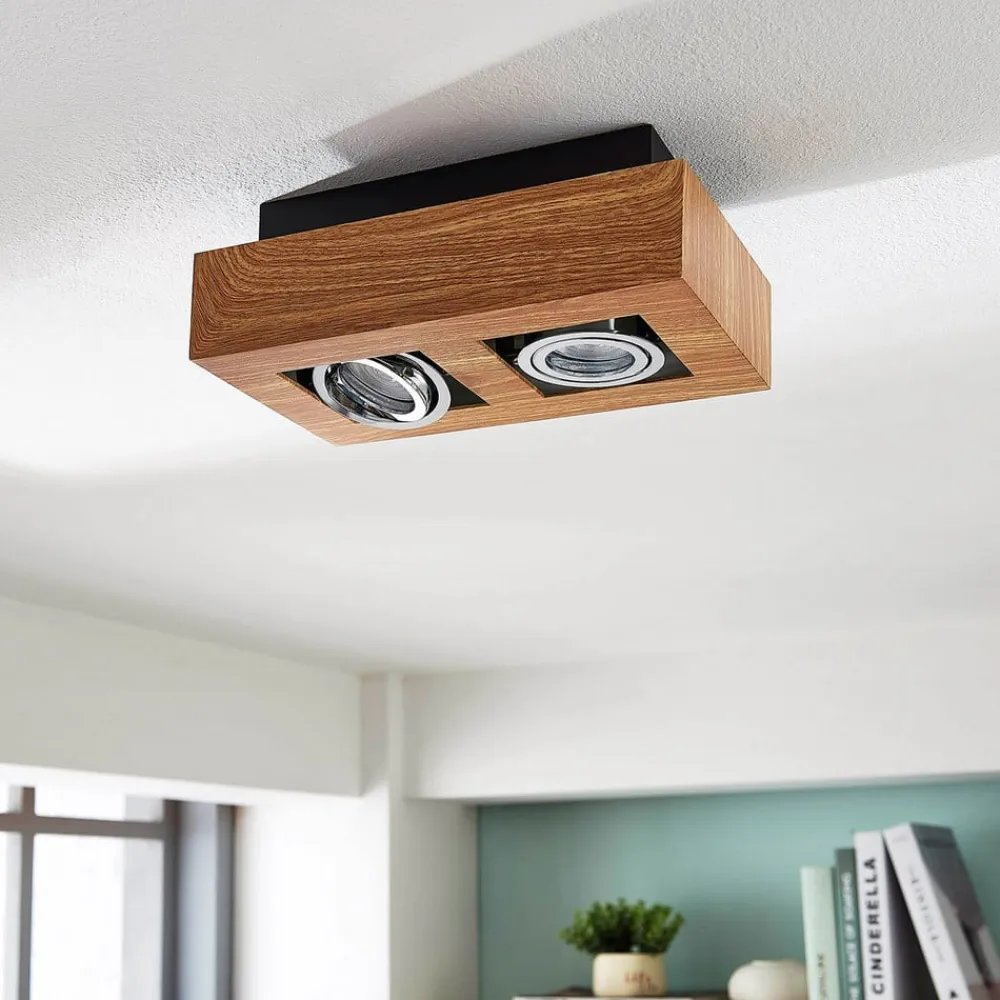 Arcchio spotlight Vince, 25 cm, træfarvet, metal, GU10