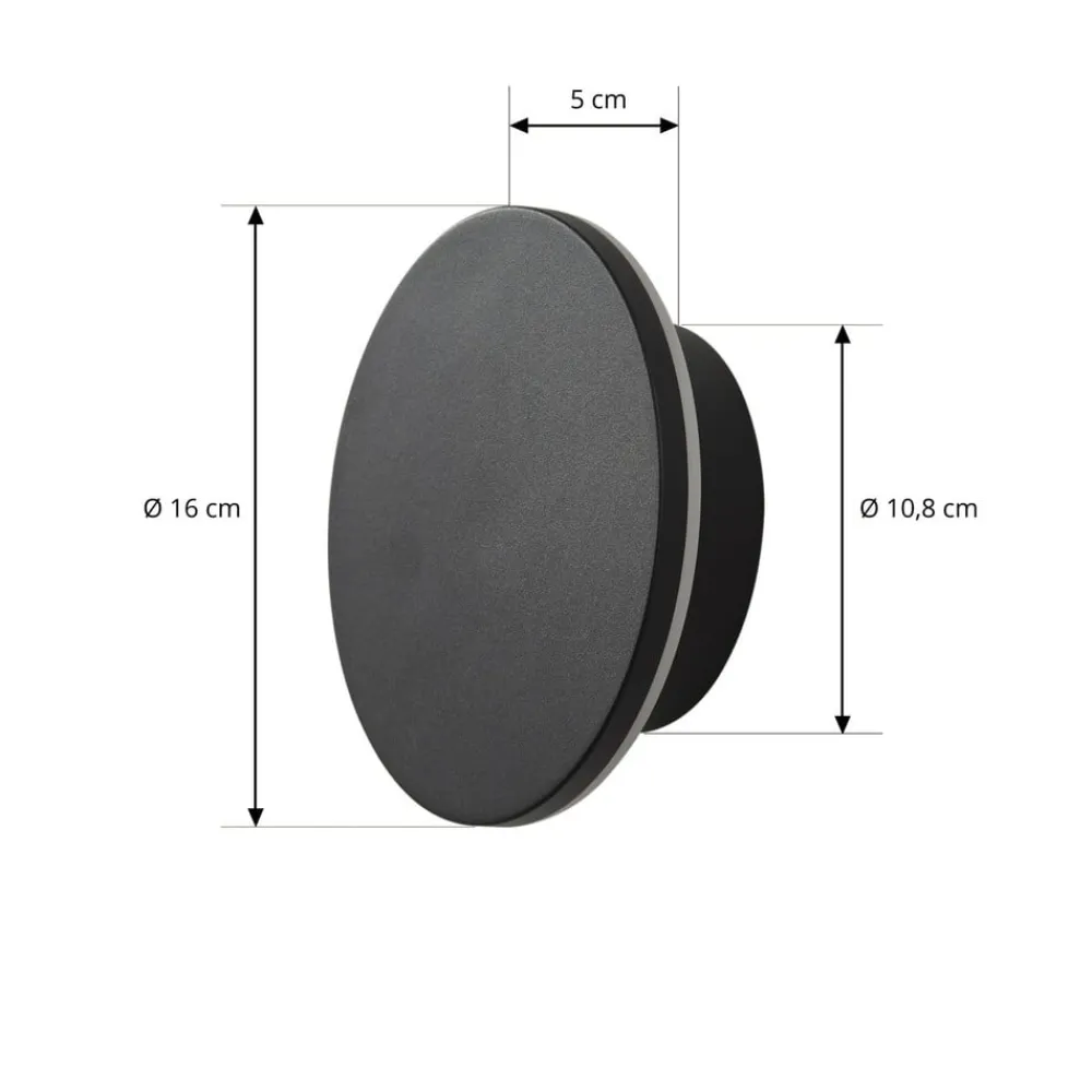 Arcchio udendørs LED-væglampe Gravo, Ø 16 cm, sort, IP65
