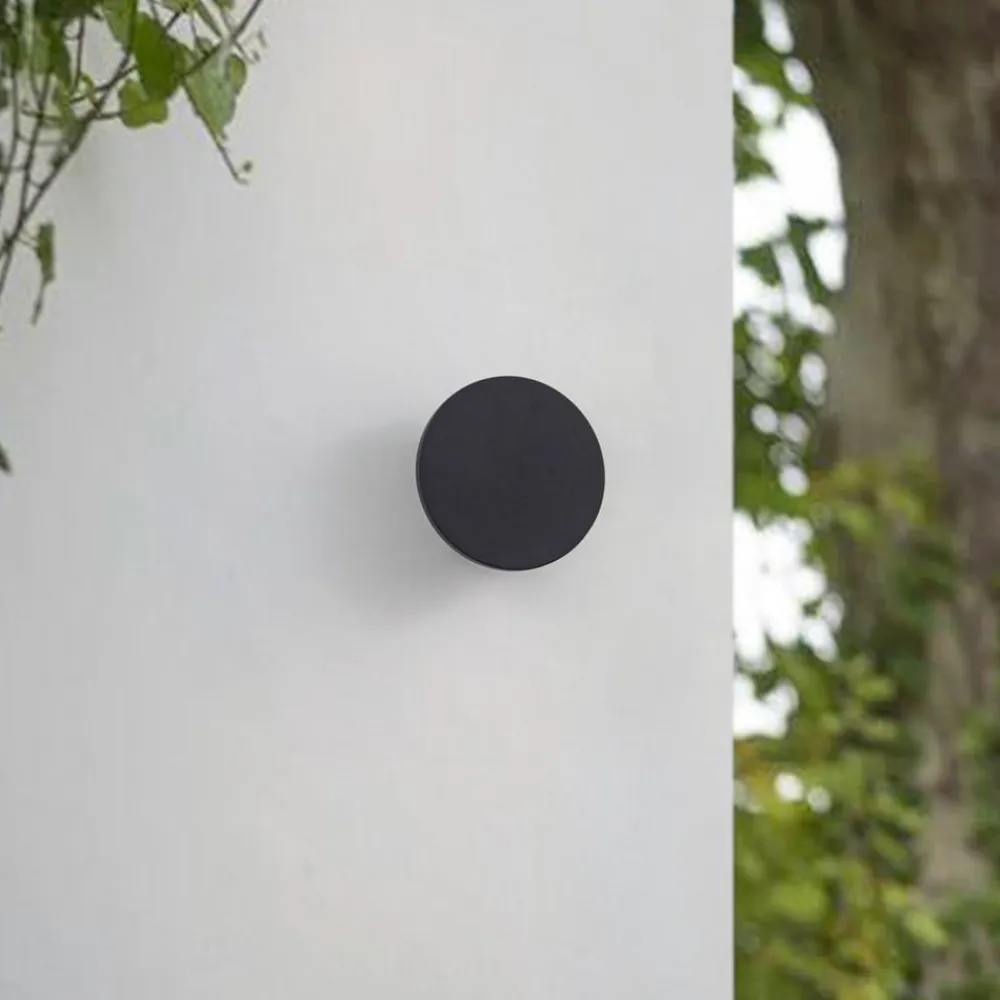 Arcchio udendørs LED-væglampe Gravo, Ø 16 cm, sort, IP65