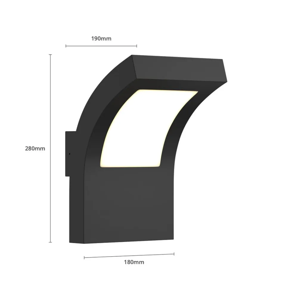 Arcchio udendørs LED-væglampe Advik, IP65, antracit, metal