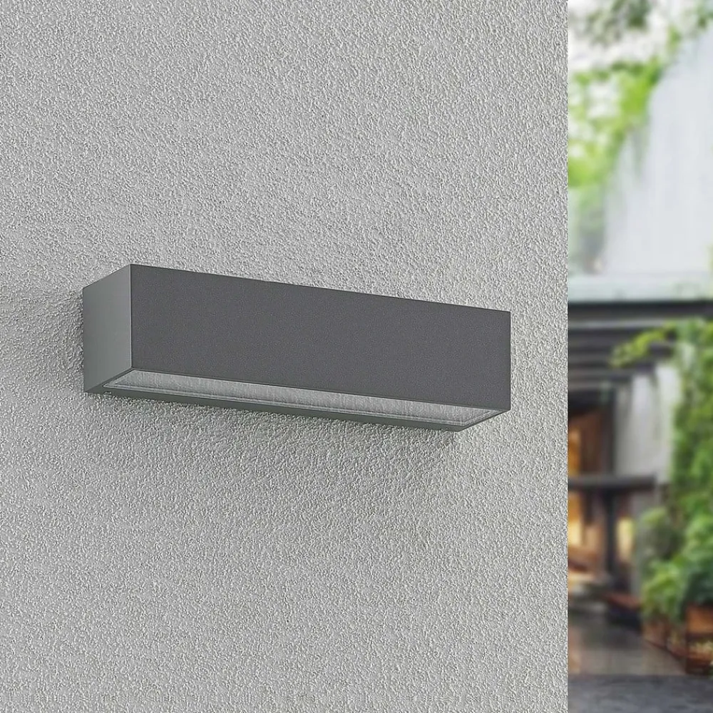 Arcchio Terrassebelysning>udendørs LED-væglampe Lengo, 25 cm, 1 lyskilde, grå, CCT