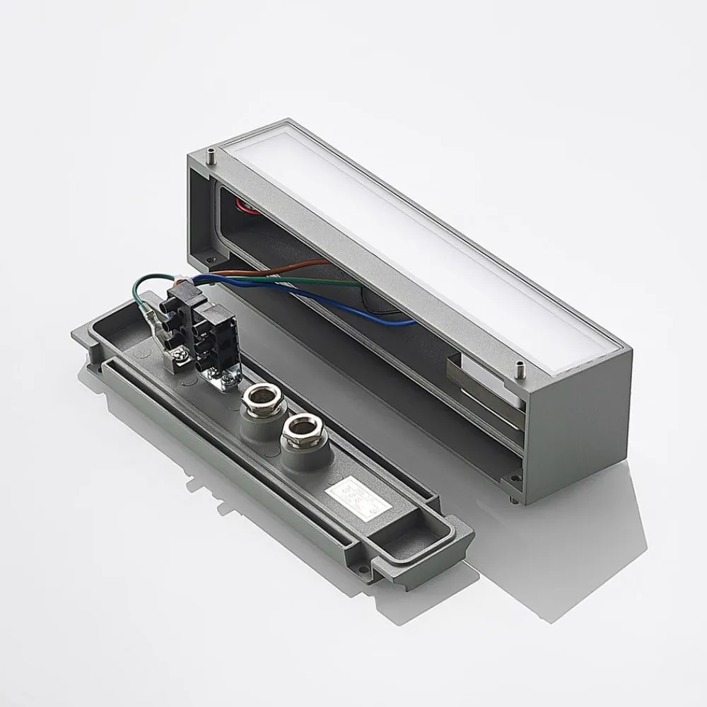 Arcchio Terrassebelysning>udendørs LED-væglampe Lengo, 25 cm, 1 lyskilde, grå, CCT