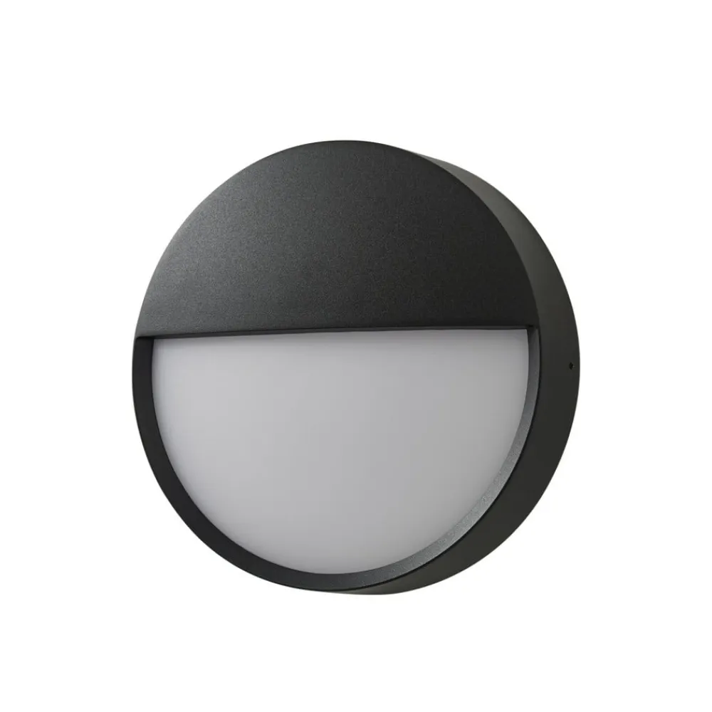 Arcchio udendørs LED-væglampe Gravo, Ø 25 cm, sort, IP65