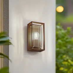 udendørs væglampe Ismera, rustfarvet, IP65, glas, E27^Arcchio