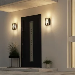 Arcchio udendørs væglampe Ismera, antracit/klar, IP65, glas