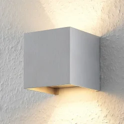 Arcchio væglampe Zuzana, kantet, aluminiumsfarvet, G9, 10 cm