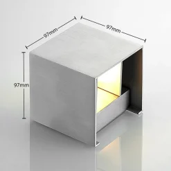 Arcchio væglampe Zuzana, kantet, aluminiumsfarvet, G9, 10 cm