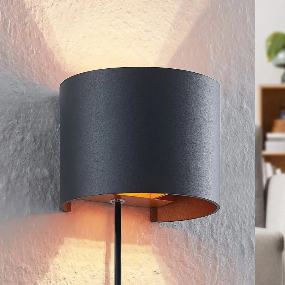 væglampe Zuzana, rund, sort, stik, 13 cm^Arcchio Outlet