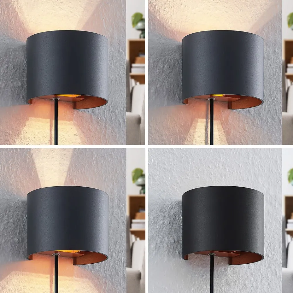 væglampe Zuzana, rund, sort, stik, 13 cm^Arcchio Outlet