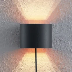 væglampe Zuzana, rund, sort, stik, 13 cm^Arcchio Outlet