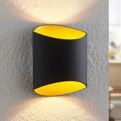 Vilja væglampe, sort, guld, oval^Arcchio New