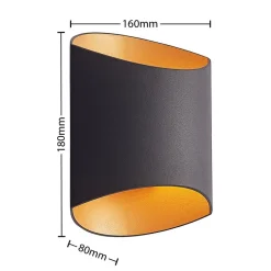 Vilja væglampe, sort, guld, oval^Arcchio New