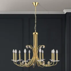 Ariane lysekrone, guldfarvet, Ø 92 cm, krystal, 10 lyskilder.^ORION Discount