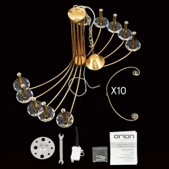 Ariane lysekrone, guldfarvet, Ø 92 cm, krystal, 10 lyskilder.^ORION Discount