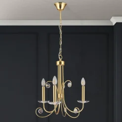 ORION Lysekroner>Ariane lysekrone, guldfarvet, Ø 50 cm, krystal, 3 lyskilder.