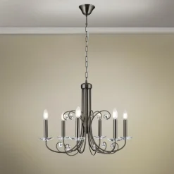 ORION Lysekroner>Ariane lysekrone, nikkel, Ø 67,5 cm, krystal, 5 lyskilder.