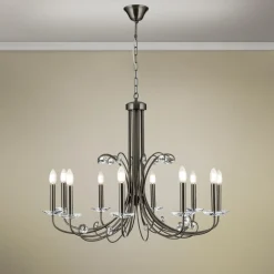 Ariane lysekrone, nikkel, Ø 92 cm, krystal, 10 lyskilder.^ORION Outlet