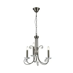 Ariane lysekrone, nikkelfarvet, Ø 50 cm, krystal, 3 lyskilder.^ORION Online