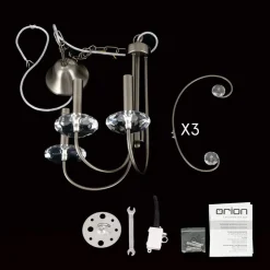 Ariane lysekrone, nikkelfarvet, Ø 50 cm, krystal, 3 lyskilder.^ORION Online