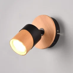 Trio Lighting Aruni vægspot af træ, 1 lyskilde, sort