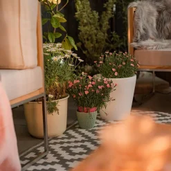 Konstsmide Assisi LED-blomsterpotte, belyst, Ø 28 cm