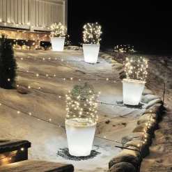 Konstsmide Assisi LED-blomsterpotte, belyst, Ø 28 cm