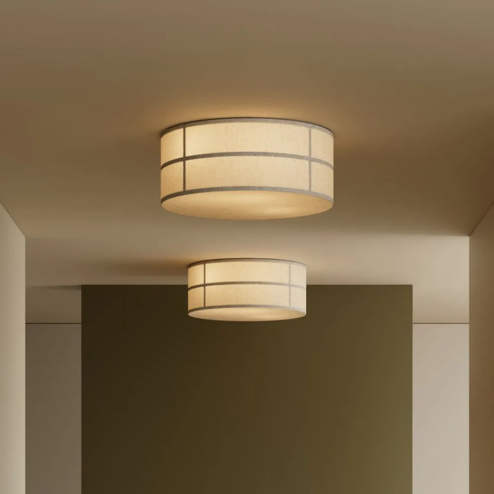 Audo Copenhagen Loftlamper>Audo loftlampe Hashira, naturfarve, hør, Ø 50 cm