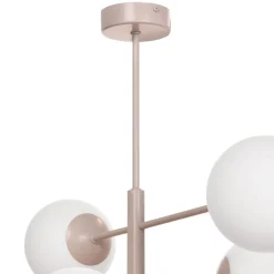 Domiluce Aurora hængelampe, beige, Ø 60 cm, 6 lyskilder, glas, E14