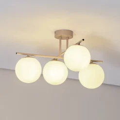Domiluce Loftlamper>Aurora loftlampe, beige, Ø 50 cm, 4 lyskilder, glas, E14