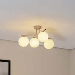 Domiluce Loftlamper>Aurora loftlampe, beige, Ø 50 cm, 4 lyskilder, glas, E14