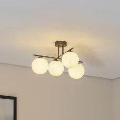 Domiluce Aurora loftlampe, brun, Ø 50 cm, 4 lyskilder, glas, E14