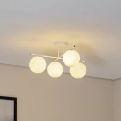 Domiluce Aurora loftlampe, hvid, Ø 50 cm, 4 lyskilder, glas, E14