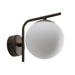 Domiluce Væglamper>Aurora væglampe, brun, glas, 17 cm høj, kugle, E14