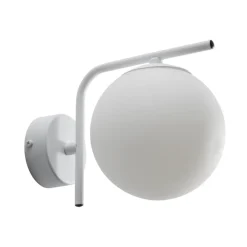 Domiluce Aurora væglampe, hvid, glas, 17 cm høj, kugle, E14