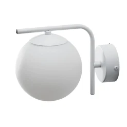Domiluce Aurora væglampe, hvid, glas, 17 cm høj, kugle, E14
