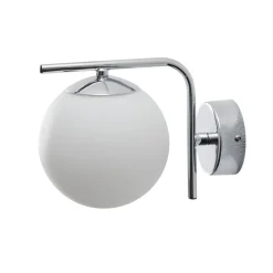Domiluce Væglamper|Væglamper>Aurora væglampe, kromfarvet, glas, 17 cm, kugle, E14