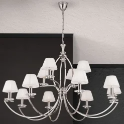 ORION Avala - pragtfuld lysekrone i nikkel og hvid