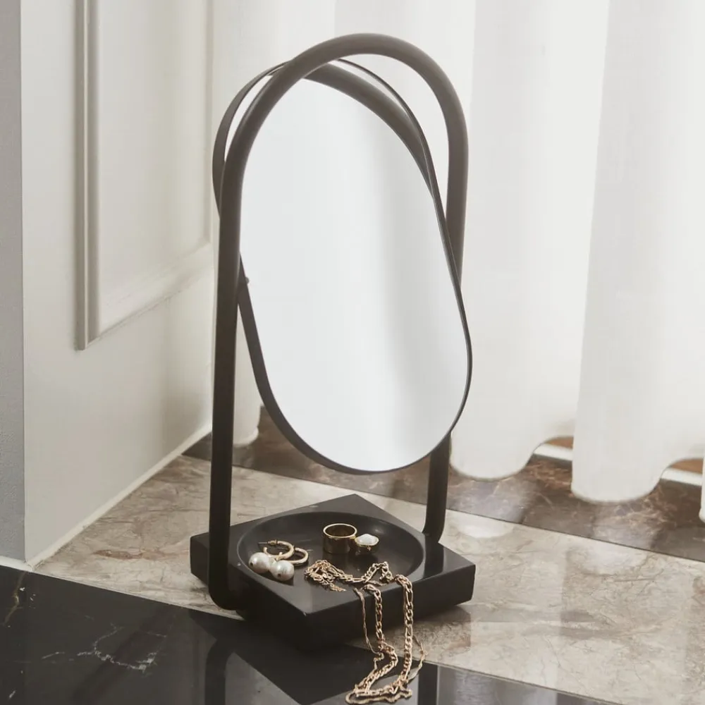 Angui bordspejl, sort, højde 35 cm, glas, marmor^AYTM